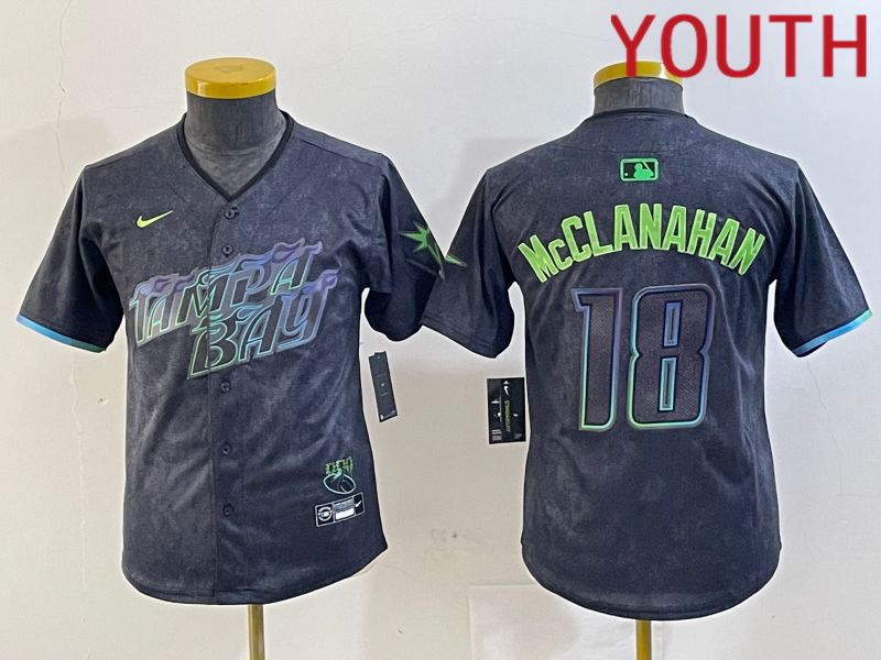 Youth Tampa Bay Rays #18 Mcclanahan Nike MLB Limited City Connect Black 2024 Jersey style 1->youth mlb jersey->Youth Jersey